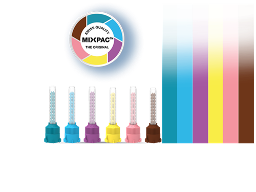MIXPAC™ Candy Colors™ mixing tips and seal of quality